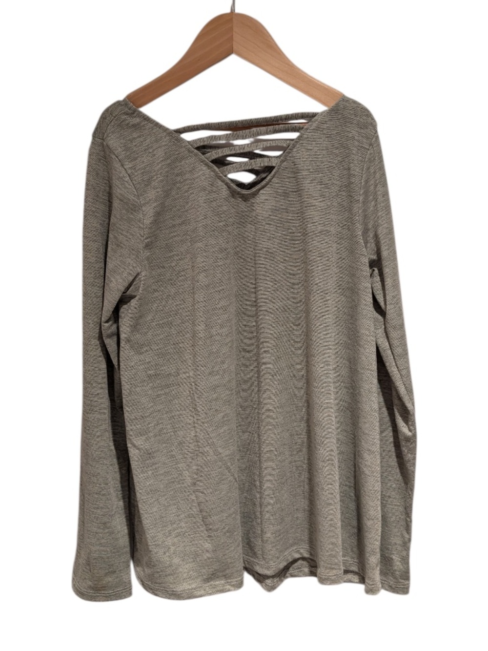 ERGE grey long sleeve top with neck detail - size L(14)
